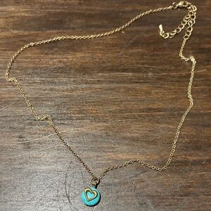 Gold/Bronze Chain Necklace with Turquoise Heart Pendant